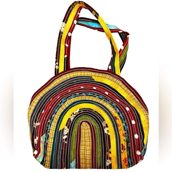 Handmade Multi-Pattern Stitched Somewhere Over the Rainbow Shoulder Bag - Picture 1 of 7